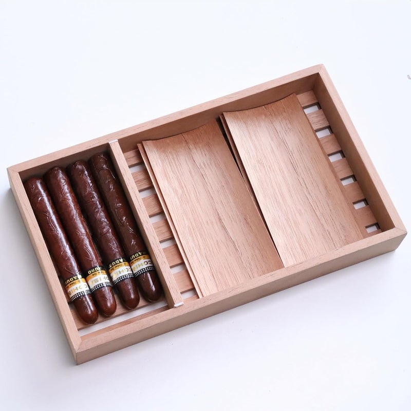 WOHO Spanish Cedar Cigar Tray with Adjustable Divider & 6 Count Sheets, Cedar Cigar Tray for Large Cigar Humidor Cabinet/Tupperdor, Cedar Wood Tray for Cigar Storage/Organization/Aging (12"X7"X1.57") - Image 5